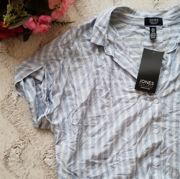 Jones New York Signature Celestial Blue Stripe S - Picture 3 of 8